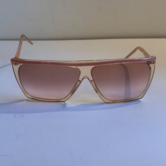 1970s Vintage Pink Sunglasses Square Bar Frame Oversized Plastic main image 5